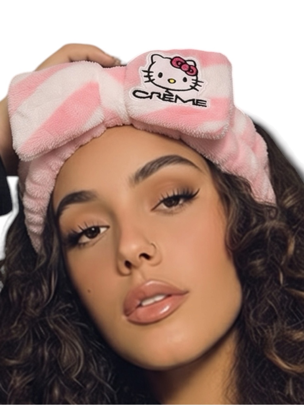 NWOT The Creme Shop x Hello Kitty Pink Plush Spa Headband with Bow